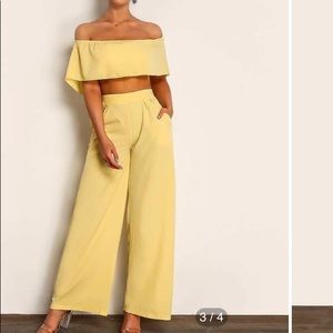 Cropped cape top with matching wide leg pant